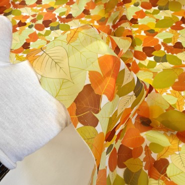 Органза матовая Виола с принтом осенняя листва