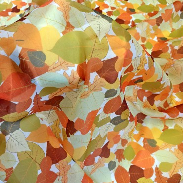 Органза матовая Виола с принтом осенняя листва
