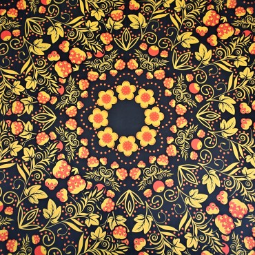 Органза матовая Виола с узором Хохлома