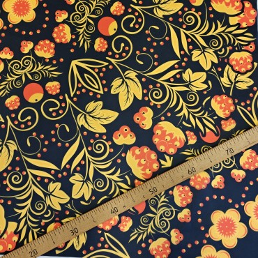 Органза матовая Виола с узором Хохлома