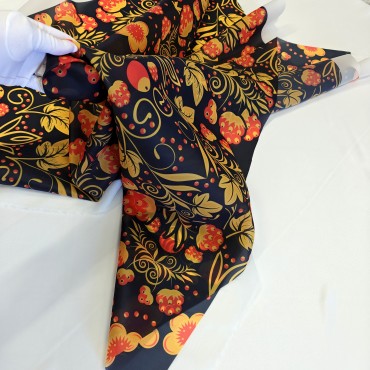 Органза матовая Виола с узором Хохлома