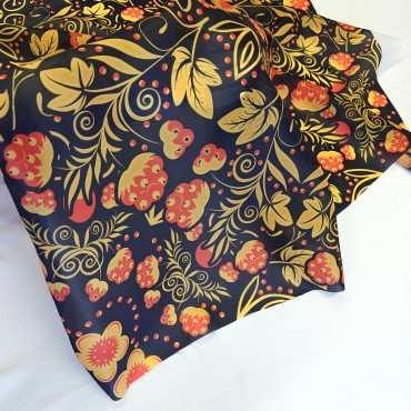Органза матовая Виола с узором Хохлома