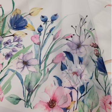 Органза матовая Виола цветочный принт