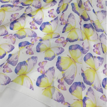 Органза матовая Виола с принтом Бабочки