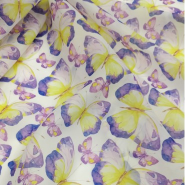 Органза матовая Виола с принтом Бабочки