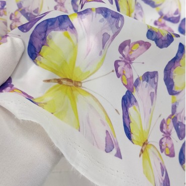 Органза матовая Виола с принтом Бабочки