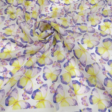 Органза матовая Виола с принтом Бабочки