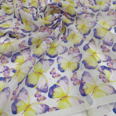 Органза матовая Виола с принтом Бабочки