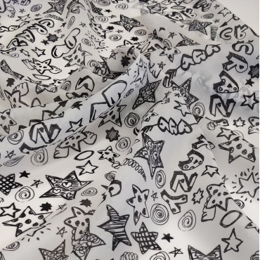 Органза матовая Виола с принтом Каракулевые звездочки