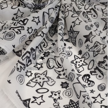 Органза матовая Виола с принтом Каракулевые звездочки