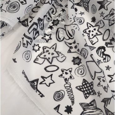 Органза матовая Виола с принтом Каракулевые звездочки