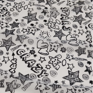 Органза матовая Виола с принтом Каракулевые звездочки