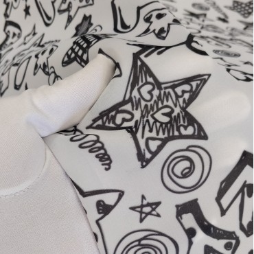 Органза матовая Виола с принтом Каракулевые звездочки