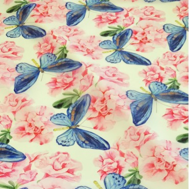 Органза матовая Виола с принтом розовая Азалия