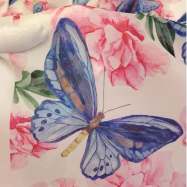 Органза матовая Виола с принтом розовая Азалия