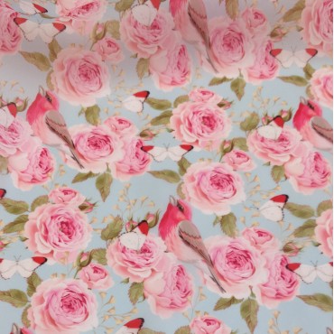 Органза матовая Виола с принтом Английские розы