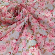 Органза матовая Виола с принтом Английские розы