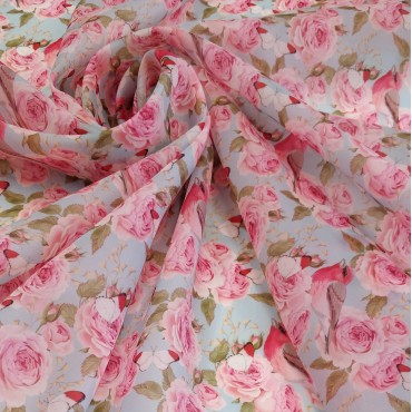 Органза матовая Виола с принтом Английские розы
