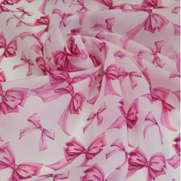 Органза матовая Виола с принтом Бантики