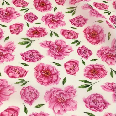 Органза матовая Виола с цветочным принтом Пионы