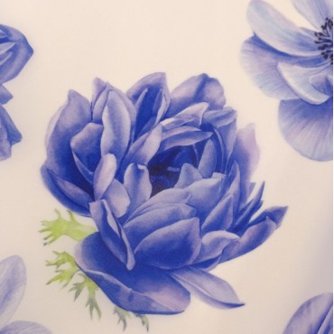 Органза матовая Виола с принтом Анемона синяя