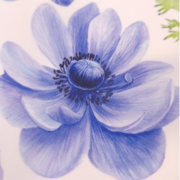 Органза матовая Виола с принтом Анемона синяя