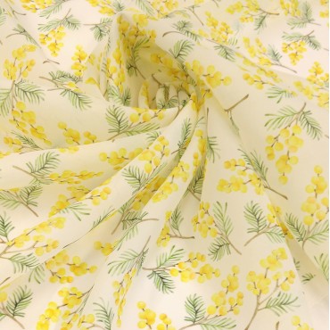 Органза матовая Виола с принтом Мимоза