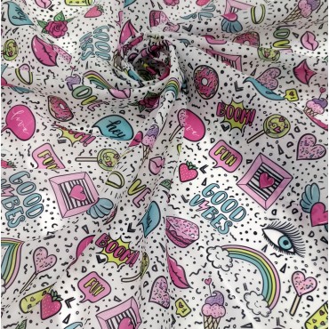 Органза матовая Виола с модными забавными рисунками