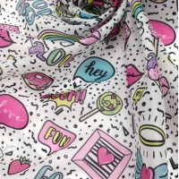 Органза матовая Виола с модными забавными рисунками