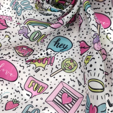 Органза матовая Виола с модными забавными рисунками