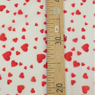 Органза матовая Виола с принтом красные Сердечки