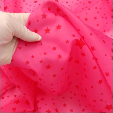 Органза матовая Виола звездочки на розовом
