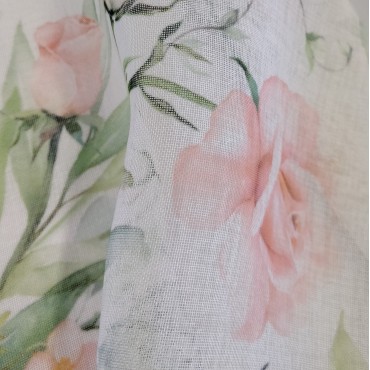 Органза Тори матовая с цветочным принтом розы