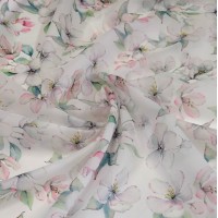 Ткань Вуаль матовая с принтом цветочки яблони