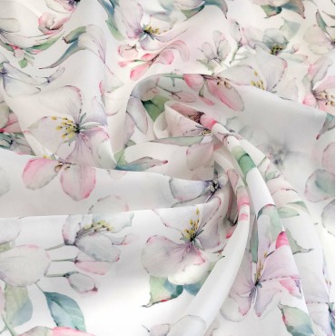 Плотная органза ANGELICA с цветочками яблони