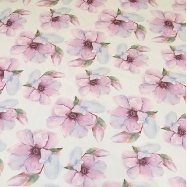 Ткань Вуаль матовая с принтом цветущая вишня