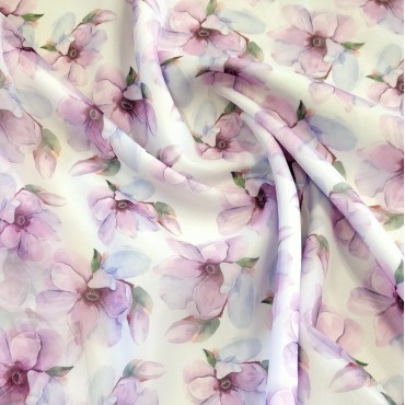 Ткань Вуаль матовая с принтом цветущая вишня