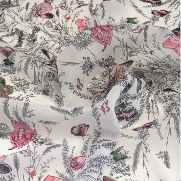 Органза матовая Виола с полевыми бабочками