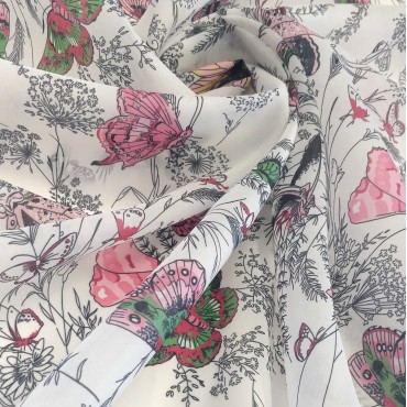 Органза матовая Виола с полевыми бабочками