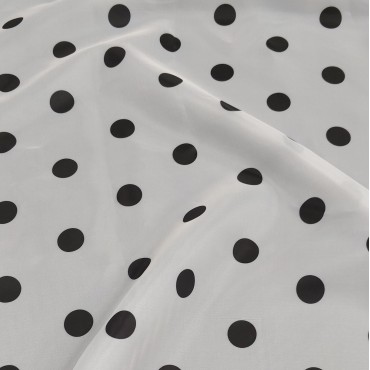 Ткань Вуаль матовая в черный горошек