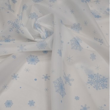 Органза матовая Виола с принтом Снежинки