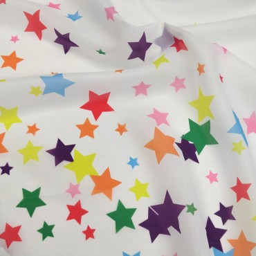 Органза матовая Виола цветные звёздочки