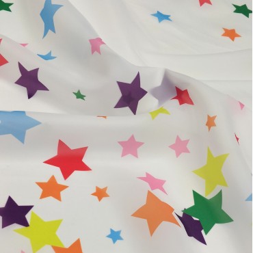 Органза матовая Виола цветные звёздочки