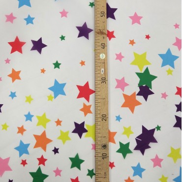 Органза матовая Виола цветные звёздочки