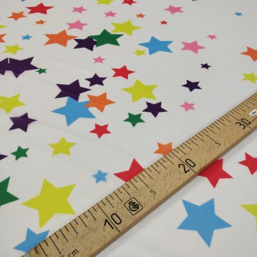 Органза матовая Виола цветные звёздочки