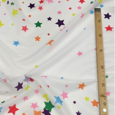 Органза матовая Виола цветные звёздочки