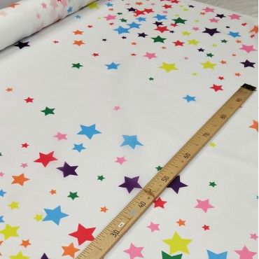 Органза матовая Виола цветные звёздочки