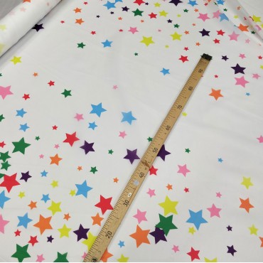 Органза матовая Виола цветные звёздочки