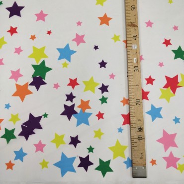 Органза матовая Виола цветные звёздочки