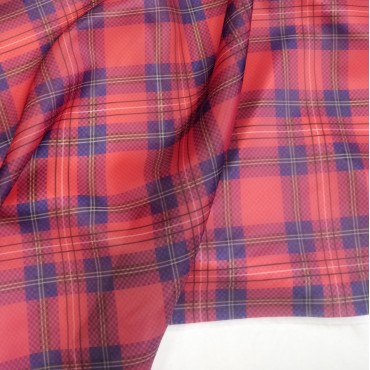 Органза матовая Виола клетка тартан красная
